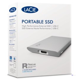 LaCie STKS1000400 Zewnętrzny dysk SSD Technologia Thunderbolt 1 TB USB Type-C 3.2 Gen 2 (3.1 Gen 2) Srebrny