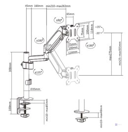 GEMBIRD BIURKOWE REGULOWANE RAMIĘ/UCHWYT NA MONITOR 17-32, VESA 100X100MM, DO 9 KG