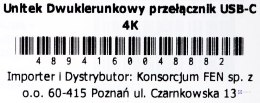 UNITEK PRZEŁĄCZNIK USB-C 4K 144HZ, DWUKIERUNKOWY