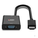 Lindy 38291 adapter kablowy 0,1 m HDMI Typu A (Standard) VGA (D-Sub) Czarny