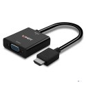 Lindy 38291 adapter kablowy 0,1 m HDMI Typu A (Standard) VGA (D-Sub) Czarny