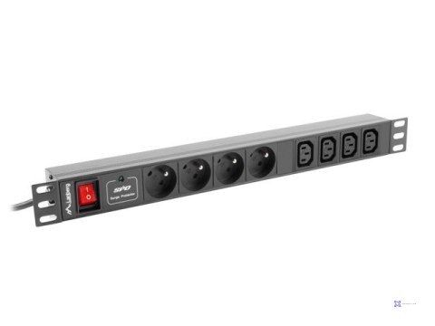 Listwa zasilająca Lanberg PDU-04E04I-0200-IEC-BK (8 x UTE; 2m; kolor czarny)