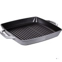 STAUB Kwadratowa patelnia żeliwna grillowa z dwoma uchwytami 33 cm, grafitowy