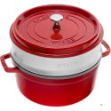 STAUB LA COCOTTE Garnek żeliwny okrągły z wkładem 3.8 ltr czerwony