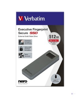 Verbatim 53656 Zewnętrzny dysk SSD 512 GB USB Type-C 3.2 Gen 1 (3.1 Gen 1) Szary