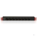 Techly I-CASE STRIP-81V2 rozdzielacz zasilania PDU 8 x gniazdo sieciowe 1U Czarny, Czerwony