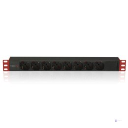 Techly I-CASE STRIP-81V2 rozdzielacz zasilania PDU 8 x gniazdo sieciowe 1U Czarny, Czerwony