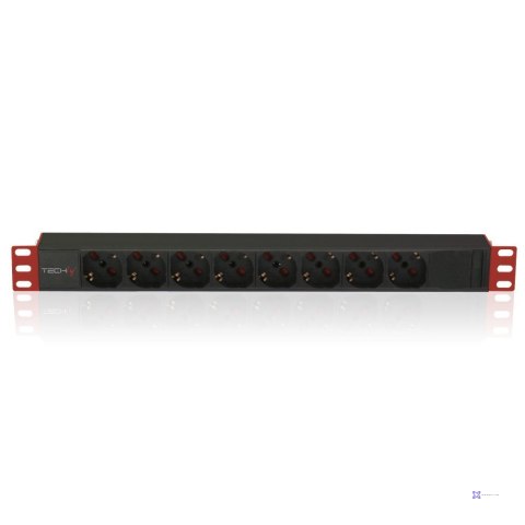 Techly I-CASE STRIP-81V2 rozdzielacz zasilania PDU 8 x gniazdo sieciowe 1U Czarny, Czerwony