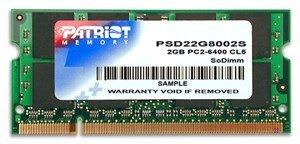 Pamięć Patriot Memory Signature PSD22G8002S (DDR2 SO-DIMM; 1 x 2 GB; 800 MHz; CL6)