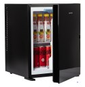 Bezszmerowy minibar termoelektryczny MPM-30-MBS-06/L z szklanym frontem czarny