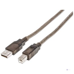 Manhattan 510424 kabel USB USB 2.0 11 m USB A USB B Srebrny