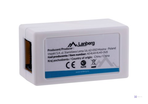 LANBERG ZŁĄCZKA SIECIOWA PRZELOTKA 2X RJ45 KAT.5E UTP AD-RJ45-RJ45-OU5