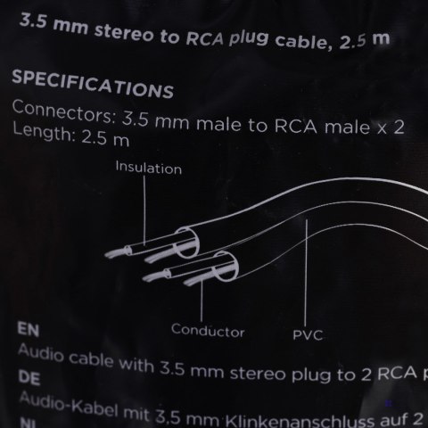 Kabel GEMBIRD CCA-458-2.5M (2x Cinch M - Mini Jack M; 2,5m; kolor czarny)