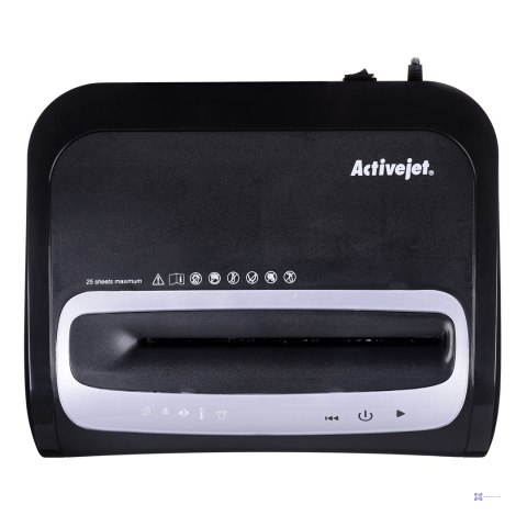 Niszczarka Activejet ASH-2502C, P-4, 28 l, ścinki 4x40 mm, 25 kartek, czarna
