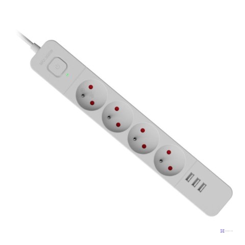 Listwa zasilająca Defender SFS 133 1,5 m, 4 gniazda, 3x USB biała