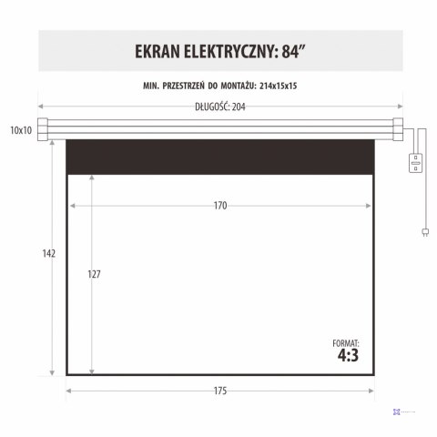 EKRAN ELEKTRYCZNY 84" 170x127cm z pilotem EM-84 4:3E ART PREM
