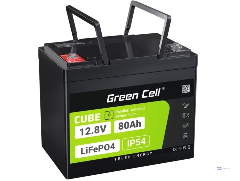 GREEN CELL AKUMULATOR LIFEPO4 CUBE 80AH 12V/12.8V 1024WH LFPGC12V80AH