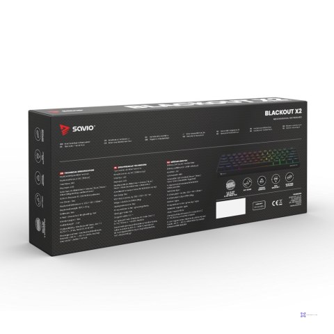 SAVIO KLAWIATURA MECHANICZNA BLACKOUT X2 OUTEMU RED HOT SWAP