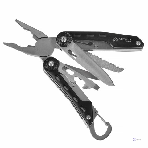 Multitool AZYMUT Turon - 10 narzędzi + karabińczyk +kabura do pasa (H-P224108)