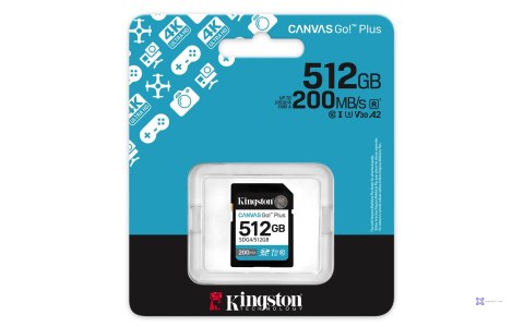 Karta pamięci Kingston Canvas Go Plus SDG4/512GB (512GB; Class U3, V30; Karta pamięci)