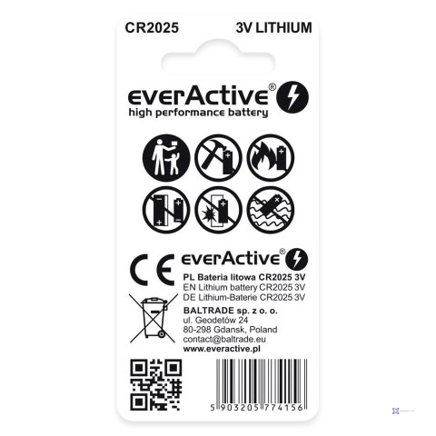 EVERACTIVE BATERIE LITOWE MINI CR2025 BLISTER 2SZT. CR20252BL