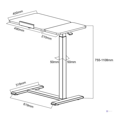 MACLEAN MOBILNE BIURKO/STAND NA LAPTOP, CZARNE, REGULACJA WYSOKOŚCI 76-109CM, MAX. 30KG MC-120 B