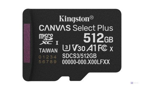KINGSTON microSDXC 512GB Canvas Select Plus 3 + ADP