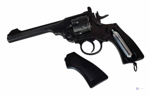 Rewolwer WEBLEY MKVI .455 Police kal.4,5 mm Diabolo łuski 6-strzał. lufa 4" CO2 Black Ekp do17J
