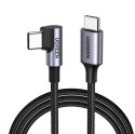 Ugreen kabel USB-C (prosty) / USB-C (kątowy) PD QC 60W 3A 0.5m US255 (szary)