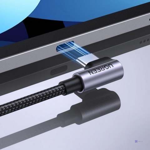 Ugreen kabel USB-C (prosty) / USB-C (kątowy) PD QC 60W 3A 0.5m US255 (szary)