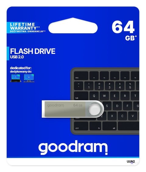 Pendrive GoodRam UUN2 UUN2-0640S0R11 (64GB; USB 2.0; kolor srebrny)