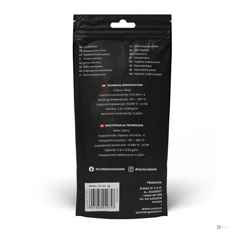 SAVIO PASTA TERMOPRZEWODZĄCA 14,5W/MK, 4G TG-04