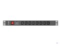 LANBERG LISTWA ZASILAJĄCA RACK 19" PDU PDU-08I-0200-C20-BK (1U, 16A, 8X IEC C13, 2M, WTYK C20)