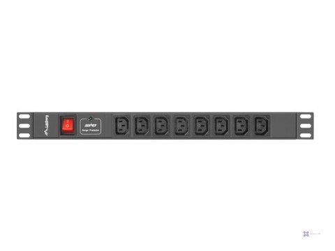 LANBERG LISTWA ZASILAJĄCA RACK 19" PDU PDU-08I-0200-C20-BK (1U, 16A, 8X IEC C13, 2M, WTYK C20)