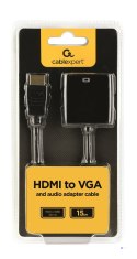 Adapter GEMBIRD A-HDMI-VGA-03 (HDMI M - D-Sub (VGA) F; 0,15m; kolor czarny)