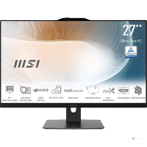 MSI AIO Modern AM272P 1M-1098EU Core5-120U 27" IPS LED FHD Non-Touch Anti-Glare 8GB SSD500GB M.2 AX211 WiFi 6E Windows 11 Pro Bl