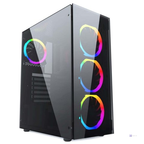 GEMBIRD OBUDOWA FORNAX 1500RGB MIDI-TOWER (2X USB 3.0, HD AUDIO, 4X FAN, PRZEZROCZYSTY PANEL BOCZNY) CZARNA