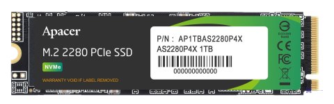 Dysk SSD Apacer AS2280P4X 1TB M.2 2280 PCIe NVMe Gen3 x4 (2100/1700 MB/s)