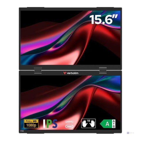 Monitor przenośny Verbatim Dual Monitor Essentials 15,6" IPS FHD Mini HDMI 2xUSB-C głośniki
