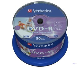 Płyty DVD+R Verbatim 16x 4.7GB Printable No ID (Cake 50)