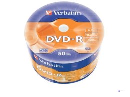 Płyty DVD-R Verbatim 4.7GB X16 Matt Silver Wrap (50 Spindle)