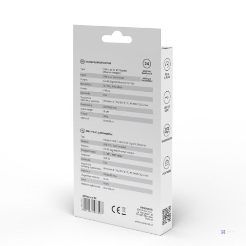 SAVIO AK-56 ADAPTER USB-C 3.1 GEN 1 DO RJ-45