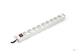 Listwa zasilająca DIGITUS 19'' 9 gniazd 2P+Z, kabel dł. 2m +wtyk C14, wyłącznik
