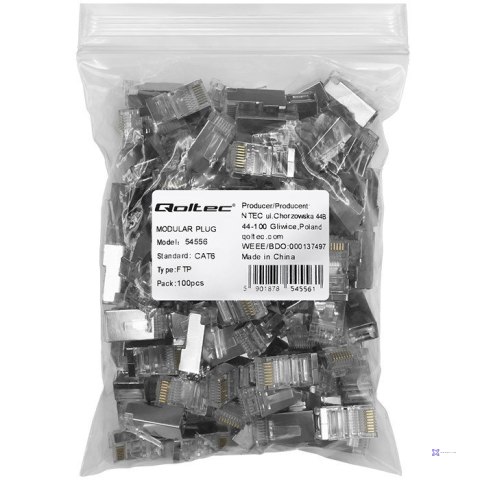QOLTEC WTYK ZŁĄCZE MODULARNE RJ45 | CAT6 | FTP | 100SZT