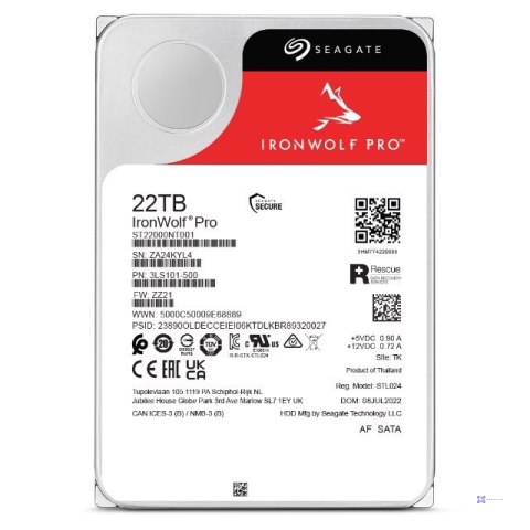Dysk twardy HDD Seagate IronWolf Pro 22TB 3,5" SATA ST22000NT001