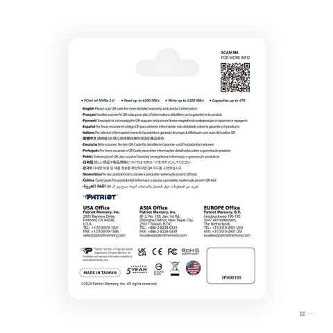 SSD Patriot Viper P400 V4 M.2 PCI-Ex4 NVMe 1TB 6GB/s