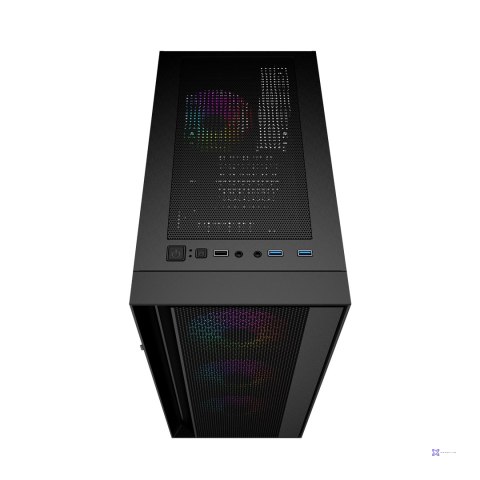 GEMBIRD OBUDOWA FORNAX 4000 MIDI-TOWER (2X USB 3.0, 1X USB 2.0, HD AUDIO, SZKLANY PANEL BOCZNY, PODŚWIETLENIE ARGB) CZARNA