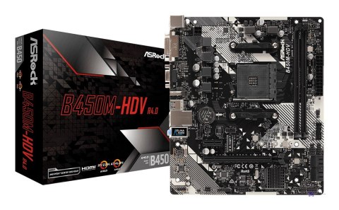 Płyta główna Asrock B450M-HDV R4.0 (AM4; 2x DDR4 DIMM; Micro ATX)
