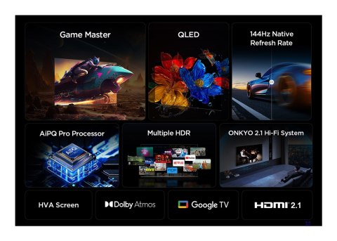 Telewizor TCL 98P89K QLED 98'' 4K Ultra HD 144Hz Google TV Dolby Atmos Metaliczny