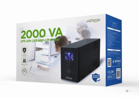 ENERGENIE ZASILACZ AWARYJNY UPS AVR 2000VA LCD, 3X C13, 2X SCHUKO, USB, RJ45 (WYPRZEDAŻ)